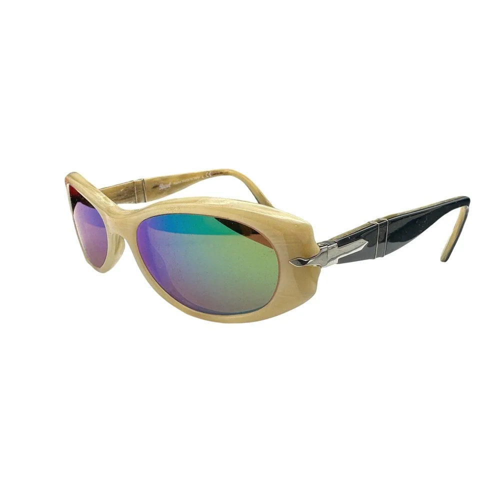 Persol 2919-S Sunglasses Marbled Cream Black Iridescent Mirror Lens Vintage Y2K